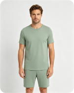 Men's Bamboo Pajama Shorts Solid Green