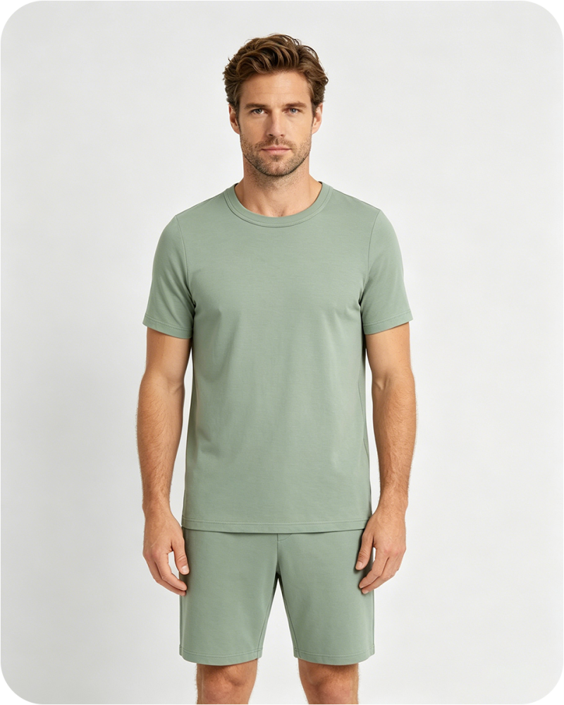 Men's Bamboo Pajama Shorts Solid Green
