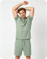 Men's Bamboo Pajama Shorts Solid Green