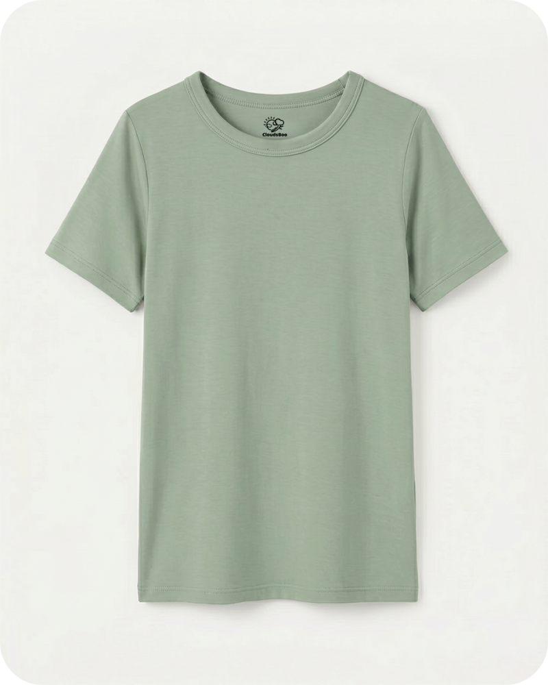 Men's Short Sleeve Bamboo Pajama Top Solid Green