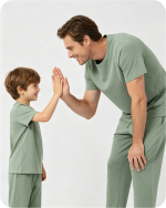 Men's Short Sleeve Bamboo Pajama Top Solid Green