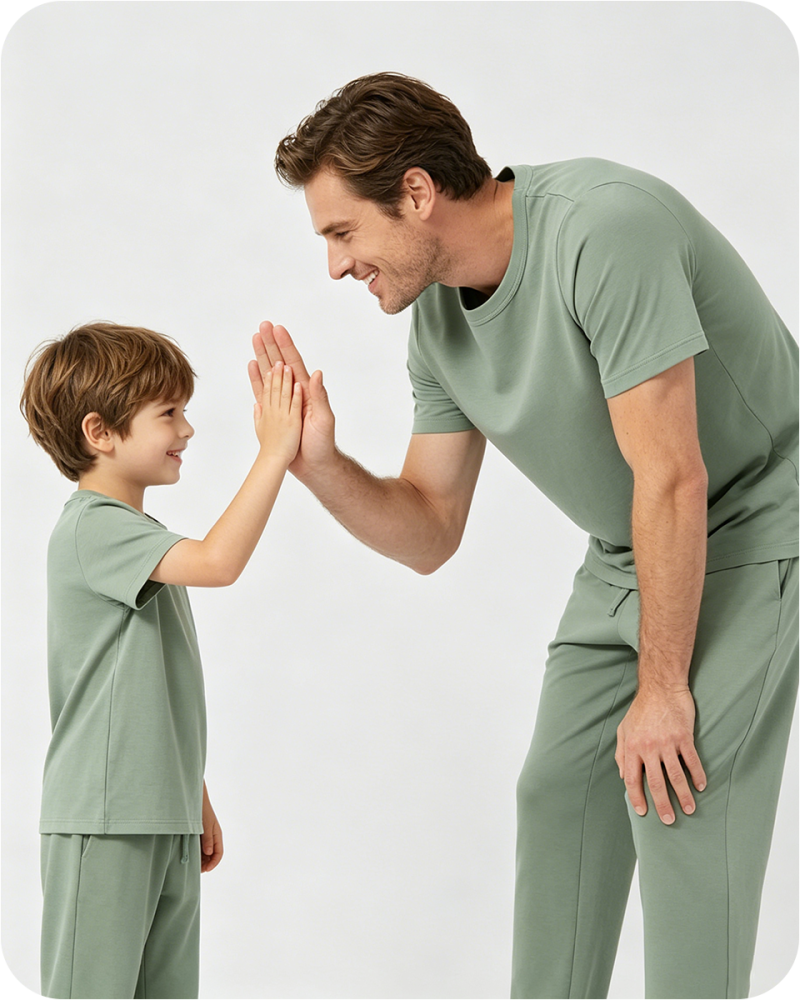 Men's Short Sleeve Bamboo Pajama Top Solid Green