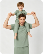 Men's Short Sleeve Bamboo Pajama Top Solid Green