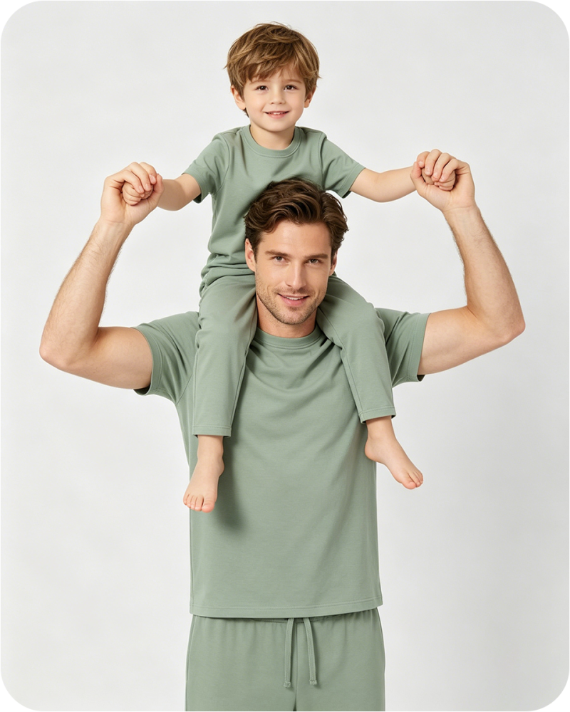 Men's Short Sleeve Bamboo Pajama Top Solid Green