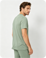 Men's Short Sleeve Bamboo Pajama Top Solid Green