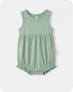 Sleeveless Baby Bamboo Bubble Romper Solid Green (
