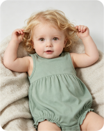 Sleeveless Baby Bamboo Bubble Romper Solid Green (