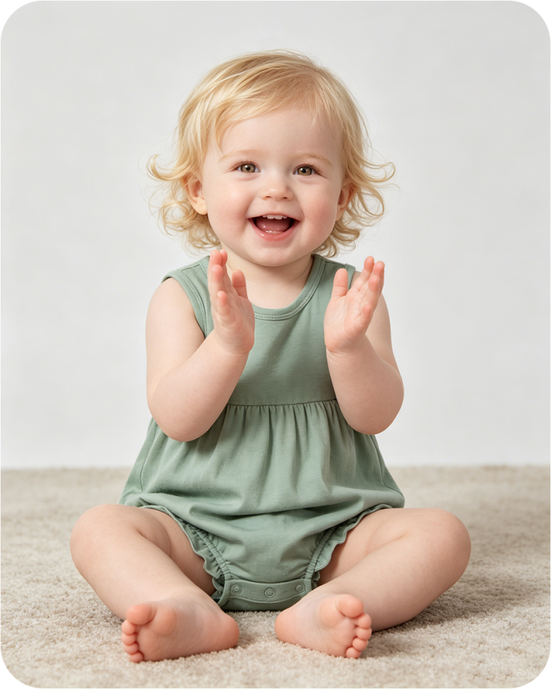 Sleeveless Baby Bamboo Bubble Romper Solid Green (