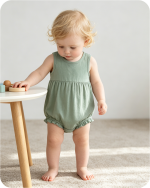 Sleeveless Baby Bamboo Bubble Romper Solid Green (
