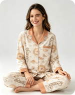 Women's Bamboo Pajama Set Giraffe Cartoon Print