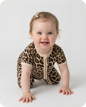 Bamboo Baby Zipper Onesie Wild Safari Leopard