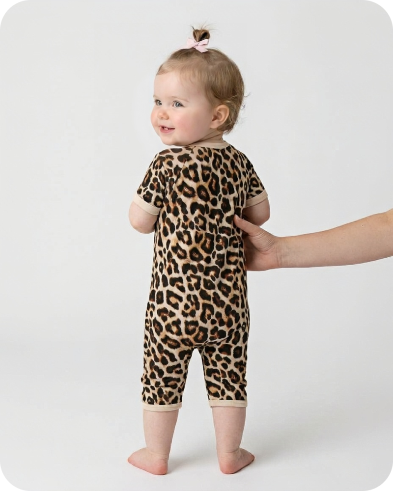 Bamboo Baby Zipper Onesie Wild Safari Leopard