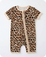 Bamboo Baby Zipper Onesie Wild Safari Leopard