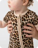 Bamboo Baby Zipper Onesie Wild Safari Leopard