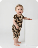 Bamboo Baby Zipper Onesie Wild Safari Leopard