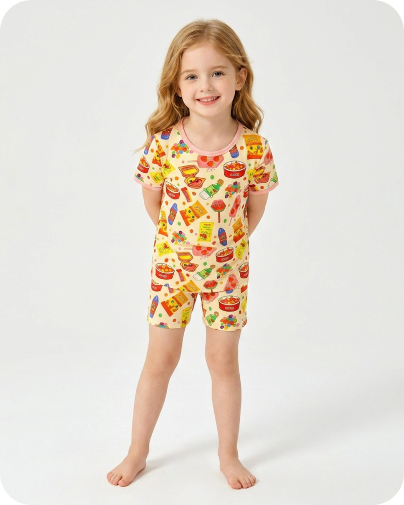 Bamboo Kids Shorties Snack Attack Yellow