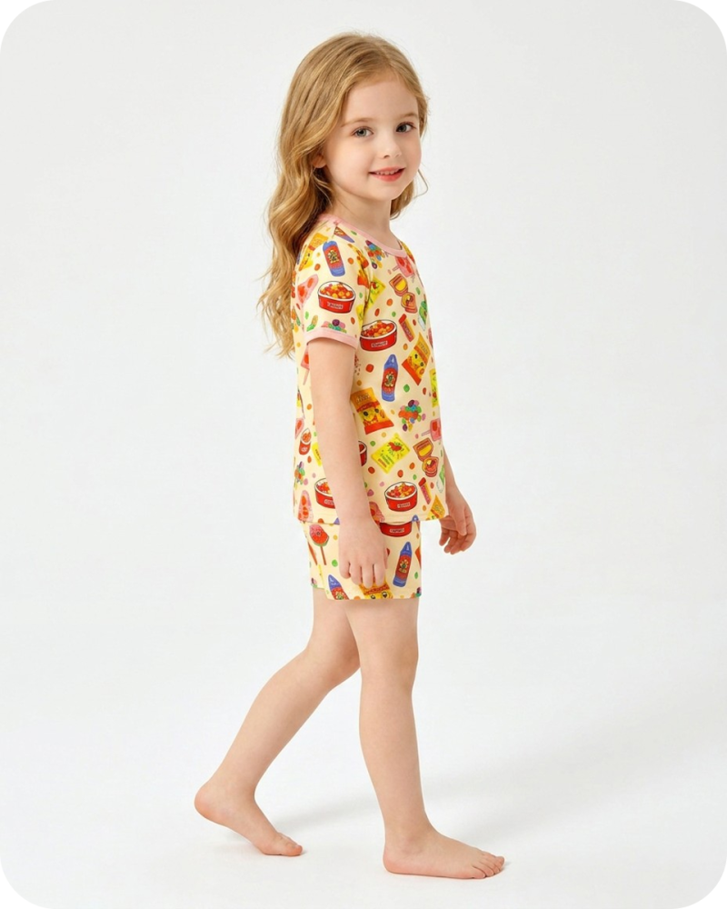 Bamboo Kids Shorties Snack Attack Yellow