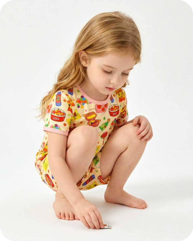 Bamboo Kids Shorties Snack Attack Yellow