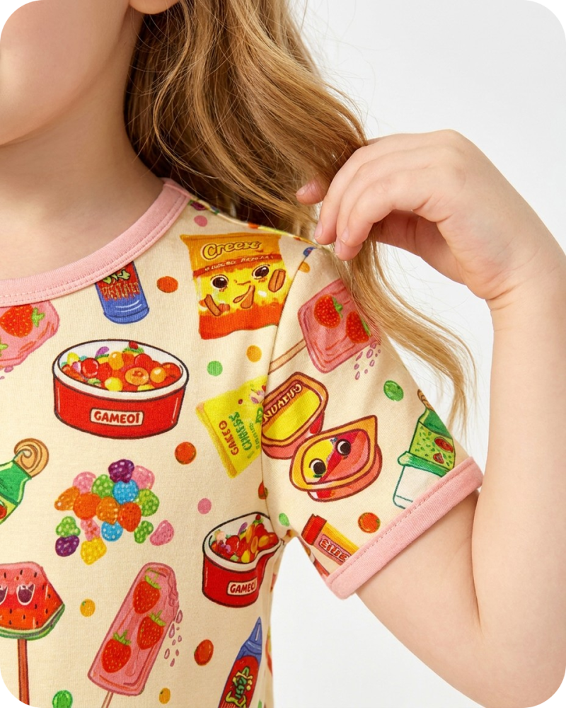 Bamboo Kids Shorties Snack Attack Yellow