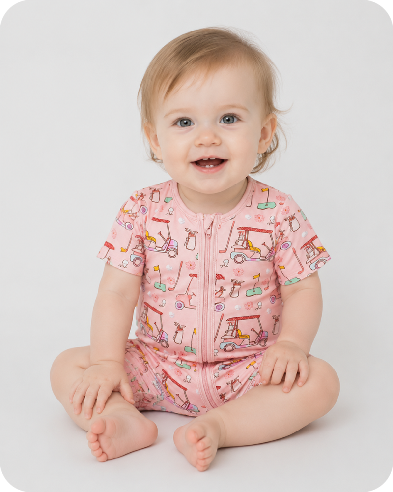 Bamboo Onesie Baby in Tee Time Blossom Pink