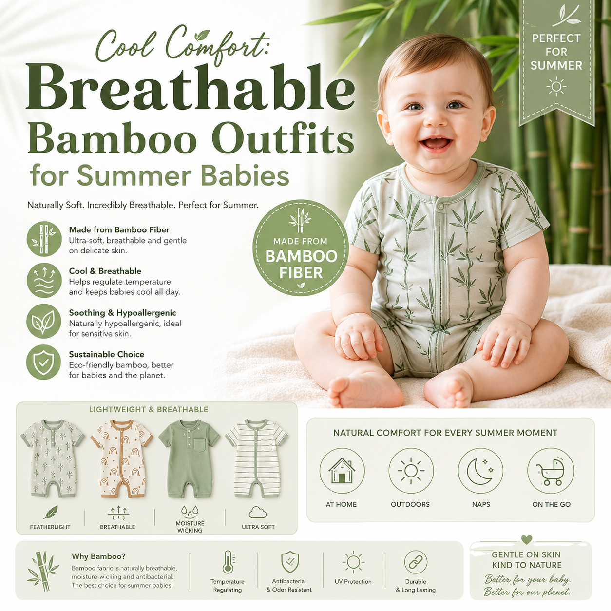 Breathable bamboo outfits