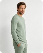 Men's Bamboo Pajama Top Solid Green