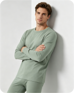 Men's Bamboo Pajama Top Solid Green