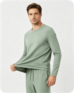 Men's Bamboo Pajama Top Solid Green
