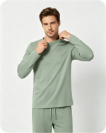 Men's Bamboo Pajama Top Solid Green