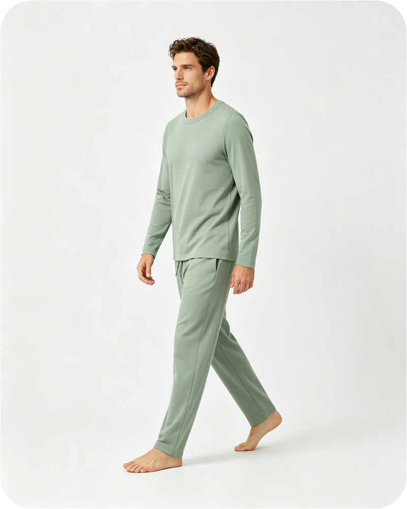 Men's Bamboo Pajama Top Solid Green