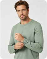 Men's Bamboo Pajama Top Solid Green