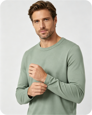 Men's Bamboo Pajama Top Solid Green