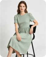 Mommy and Me Bamboo Matching Dresses Solid Green