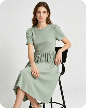 Mommy and Me Bamboo Matching Dresses Solid Green