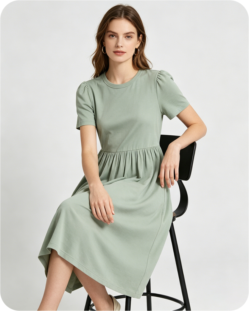 Mommy and Me Bamboo Matching Dresses Solid Green