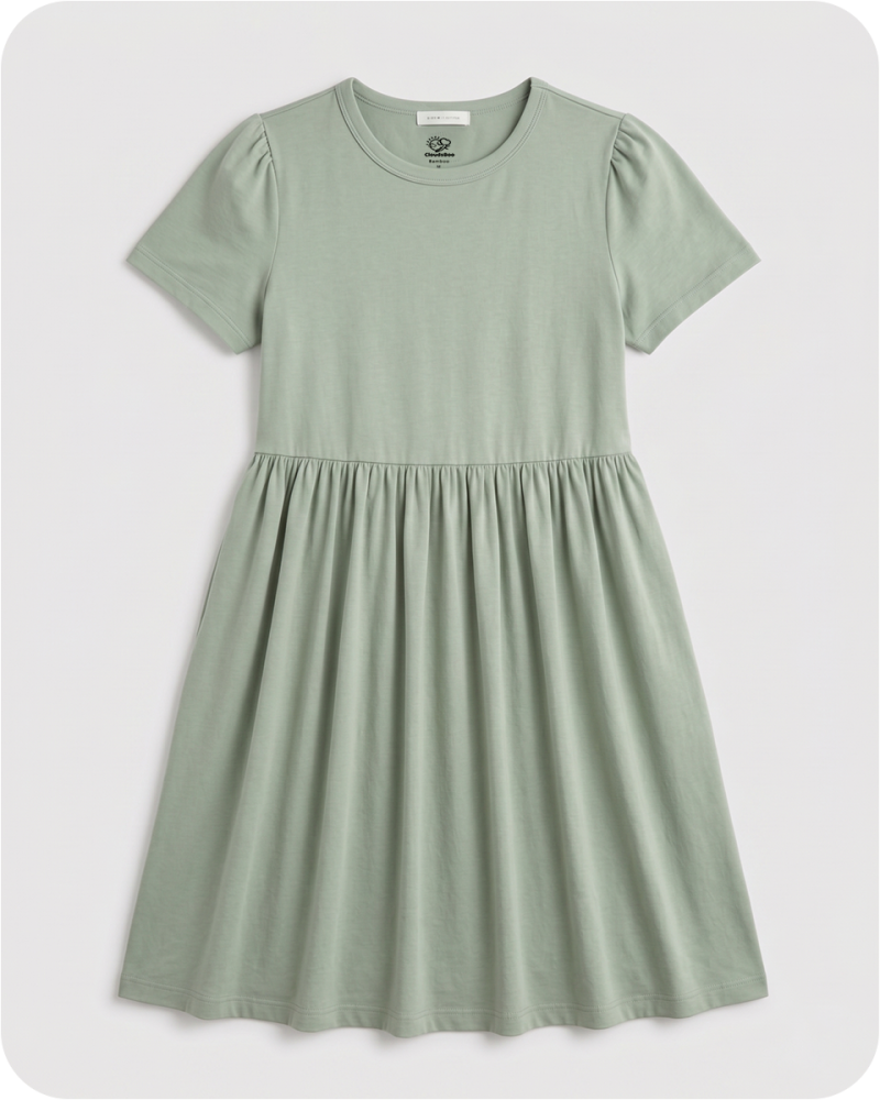 Mommy and Me Bamboo Matching Dresses Solid Green