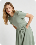 Mommy and Me Bamboo Matching Dresses Solid Green