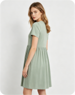 Mommy and Me Bamboo Matching Dresses Solid Green