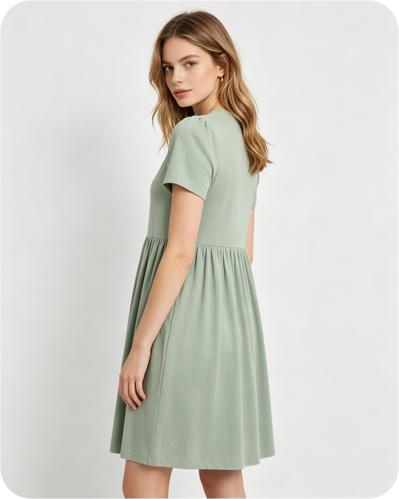 Mommy and Me Bamboo Matching Dresses Solid Green