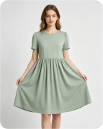 Mommy and Me Bamboo Matching Dresses Solid Green