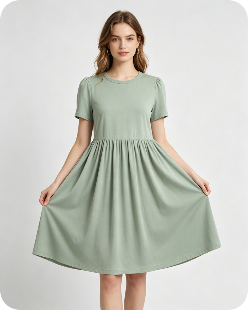 Mommy and Me Bamboo Matching Dresses Solid Green
