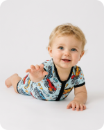 Monster Truck Bamboo Short Sleeve Zip Romper