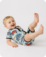 Monster Truck Bamboo Short Sleeve Zip Romper