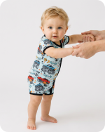 Monster Truck Bamboo Short Sleeve Zip Romper