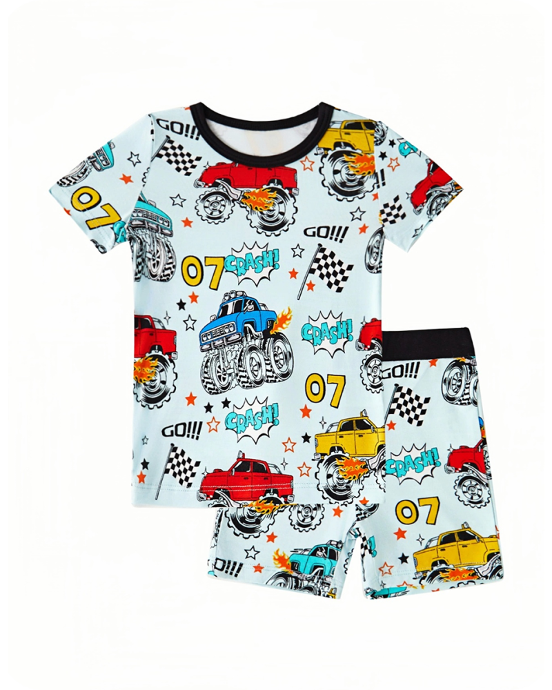 Monster Truck Bamboo Two-Piece Shorty Pajama Set