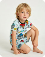 Monster Truck Bamboo Two-Piece Shorty Pajama Set