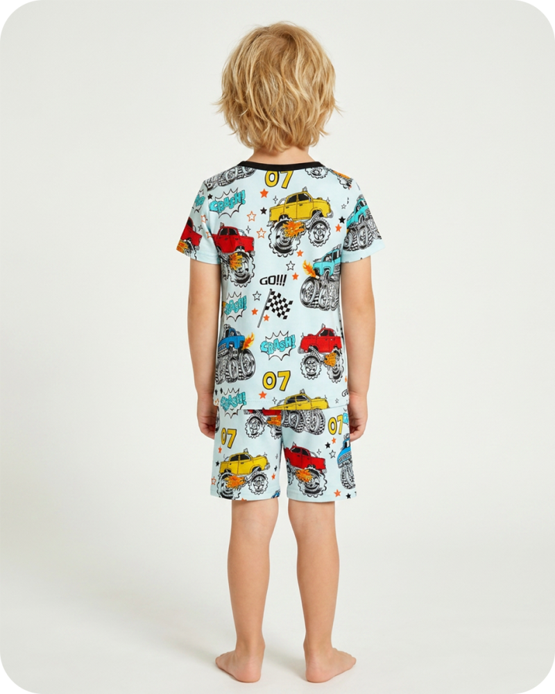 Monster Truck Bamboo Two-Piece Shorty Pajama Set