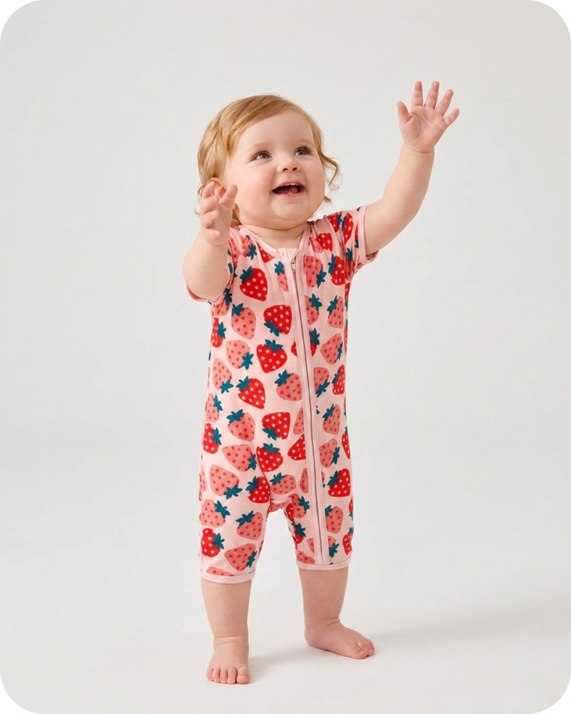 Strawberry Bamboo Baby Girl Short Pajama Set