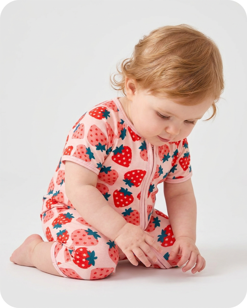 Strawberry Bamboo Baby Girl Short Pajama Set