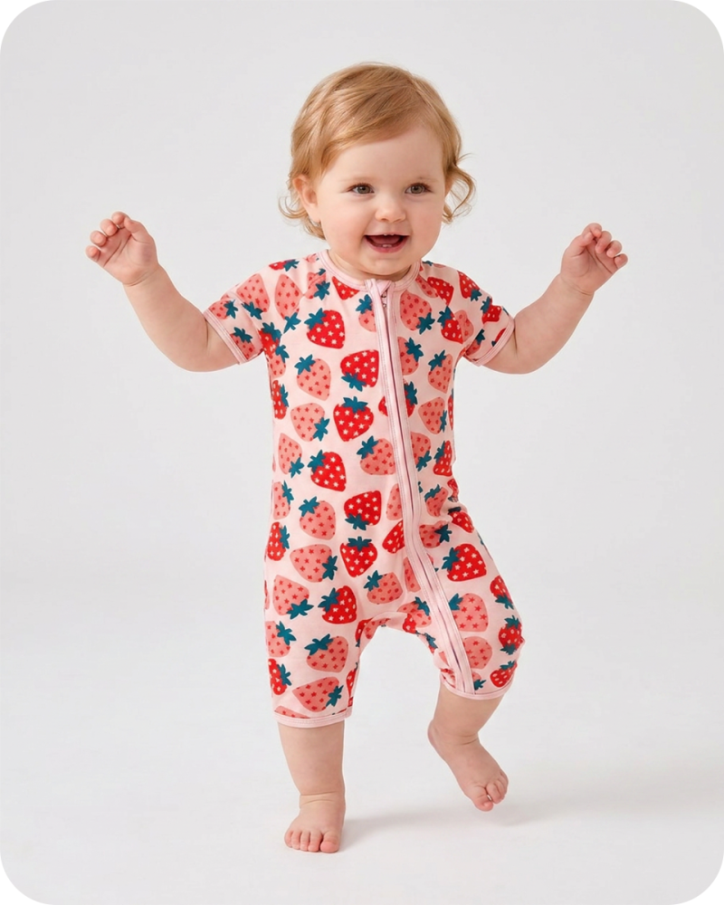 Strawberry Bamboo Baby Girl Short Pajama Set